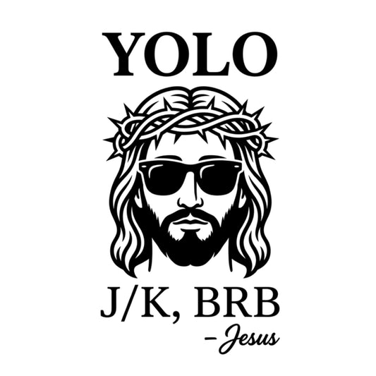 RockPaperStikrz YOLO Jesus Funny Meme Sticker, 3 Pack, 3 Inch, Waterproof Vinyl, Glossy Finish, for Laptop, Water Bottle, Car