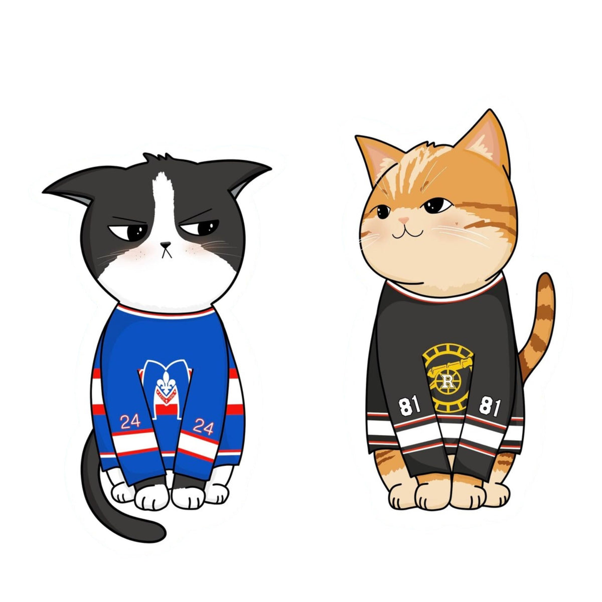 3 Inch Hockey Rival Sticker Pack (2 Pack) Funny Cat Hockey Stickers – Classic Team Battle Fan Decals for Laptop, Water Bottle, Phone, Cooler