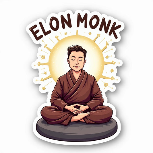 Elon Monk – Peaceful Meditating Elon Musk Sticker for Laptop, Tumbler, Water Bottle, Car Window | Special Edition Meme Vinyl Decal (3 Inch)