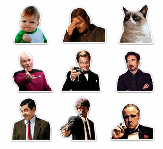 Funny Reaction Meme Sticker Pack 9 Piece Vinyl Decal Set 2 Inch