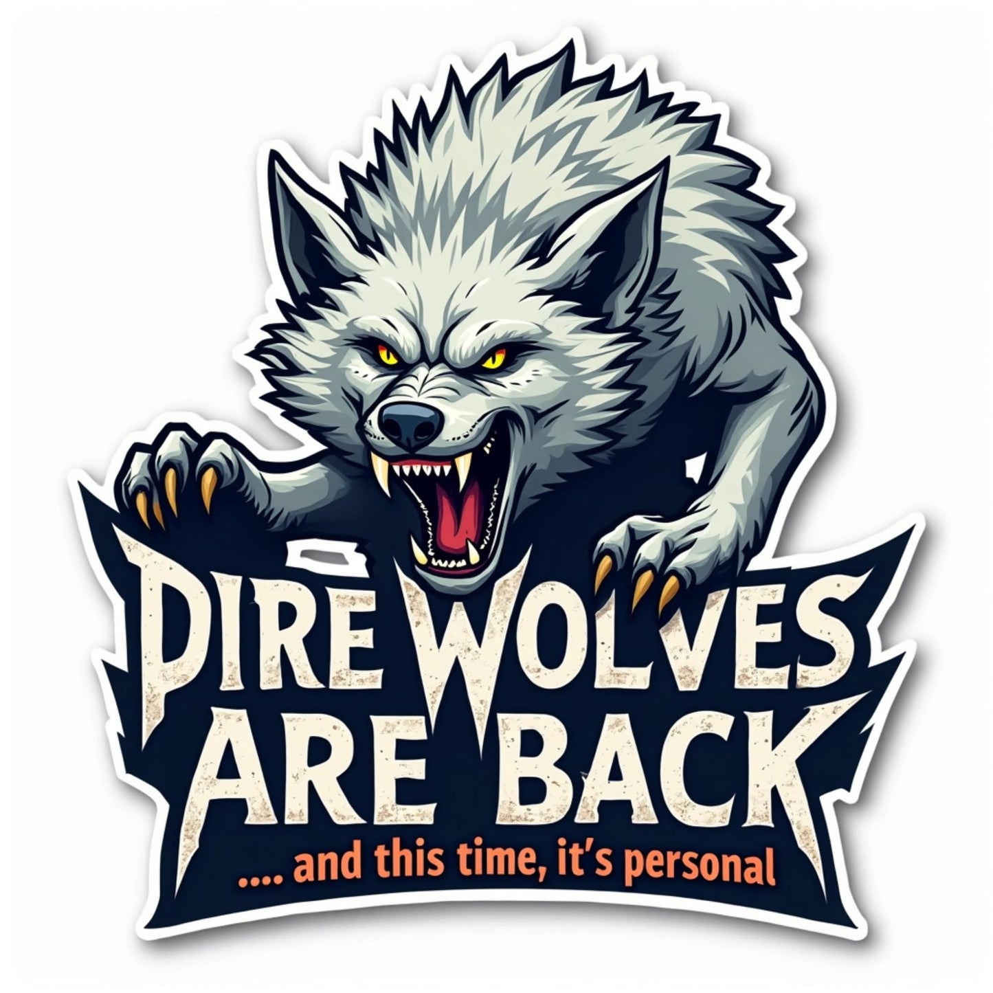 Dire Wolves are Back – 3 Pack of Ferocious 3-Inch Stickers | Snarling Wolf Vinyl Stickers for Laptops, Water Bottles, Notebooks, and More