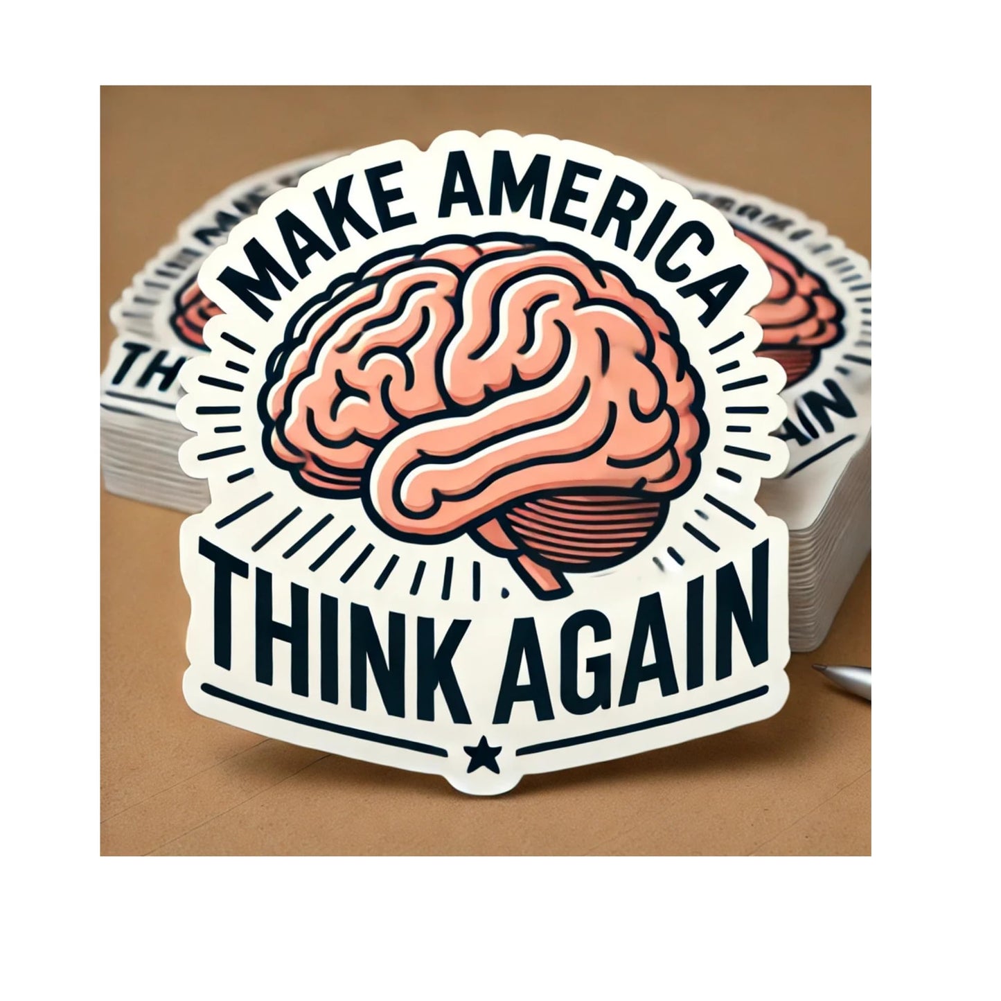 Make America Think Again Vinyl Sticker –Anti Trump Critical Thinking Vinyl Sticker for Electric Car Enthusiasts, Laptops, Tumblers and More! (4 Inch)
