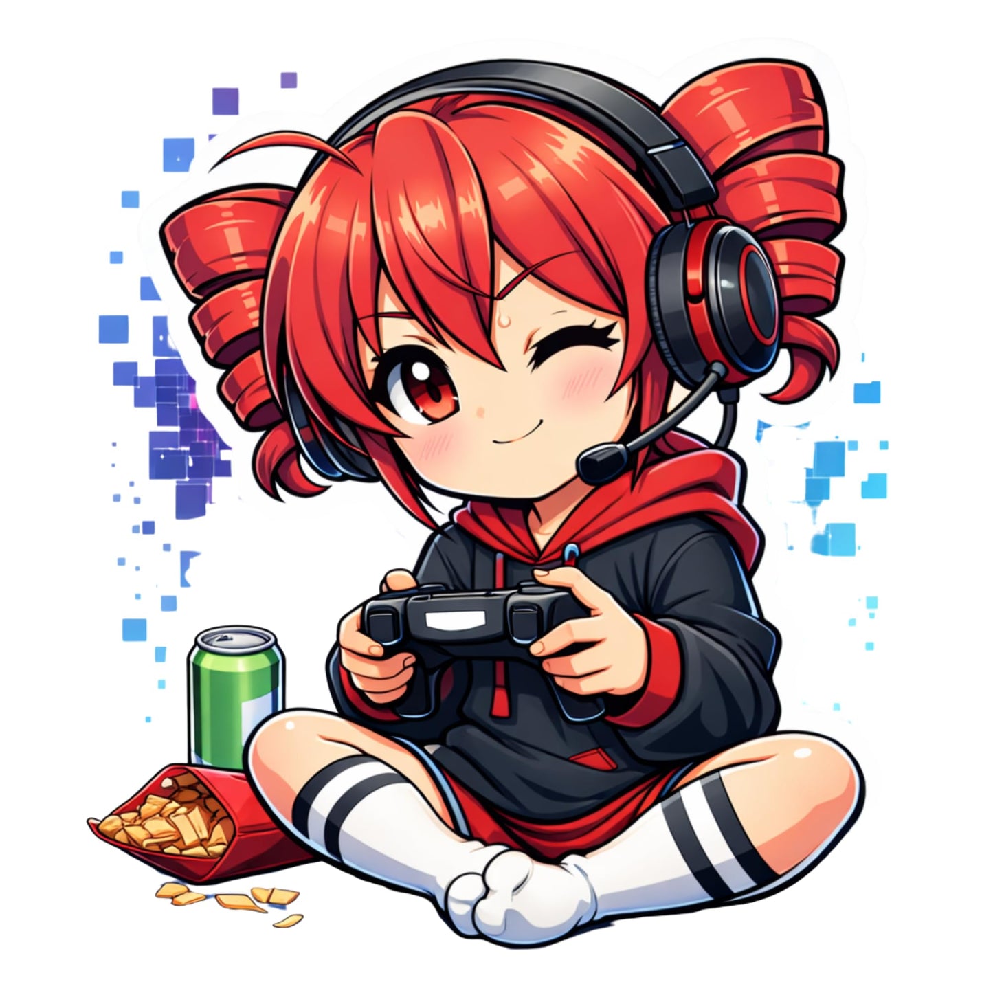 Kasane Teto Gaming Sticker 3 Inch 3 Pack Cute Gamer Anime Chibi Decals