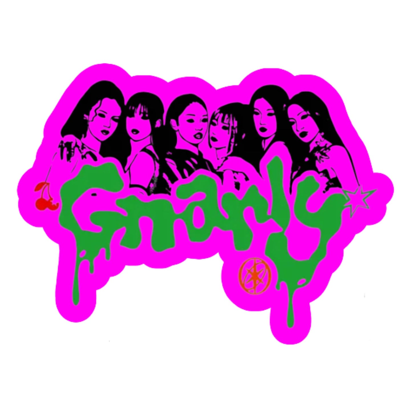 Gnarly Stickers 4 Pack, 3 Inch Vinyl Decals, Neon Colorway Drip Style, Waterproof for Laptop Car Skateboard