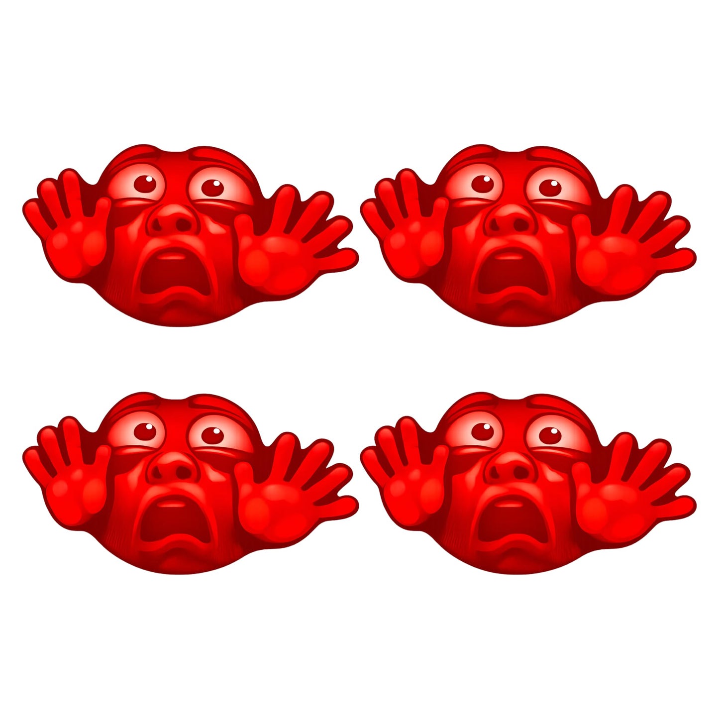 Funny Tail Light Prank Stickers, Red Face Decal for Cars Trucks SUVs, 3 Inch, 4 Pack, Vinyl, Cartoon Style