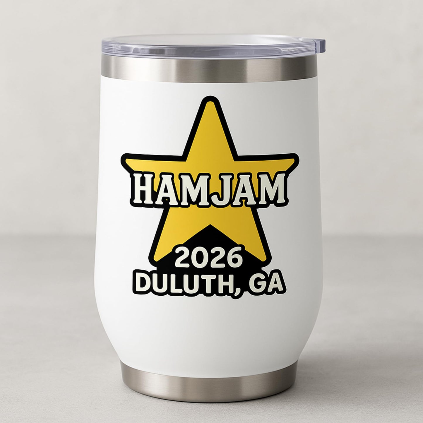HAMJAM 2026 Duluth GA Event Sticker, 5 Inch Pink Star Logo, Weather-Resistant Vinyl Decal for Laptops, Water Bottles, Car Windows