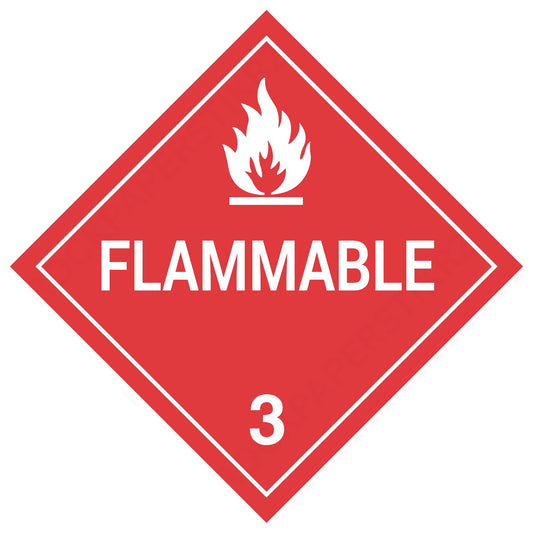 Flammable Class 3 Placard – 10.75” Hazard Warning Label – Red Diamond Safety Sticker for Transport & Warehouse Use – Industrial Grade Cast Vinyl with UV Overlaminate