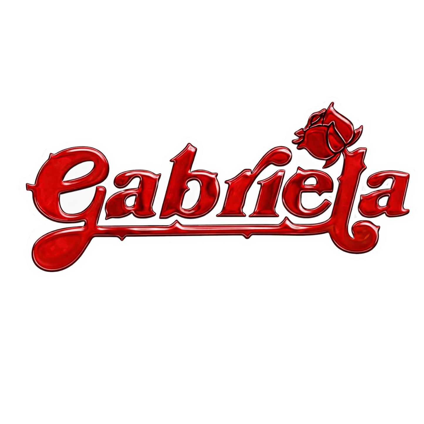 Gabriel(a) Name Sticker, 5 Inch Red Rose Script Vinyl Decal, UV Resistant Durable Die Cut Sticker for Laptop, Water Bottle, Car Window, Notebooks