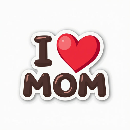 I Love Mom Vinyl Sticker, 3 x 3.5 inches, Decorative Heart Design for Laptops and Water Bottles