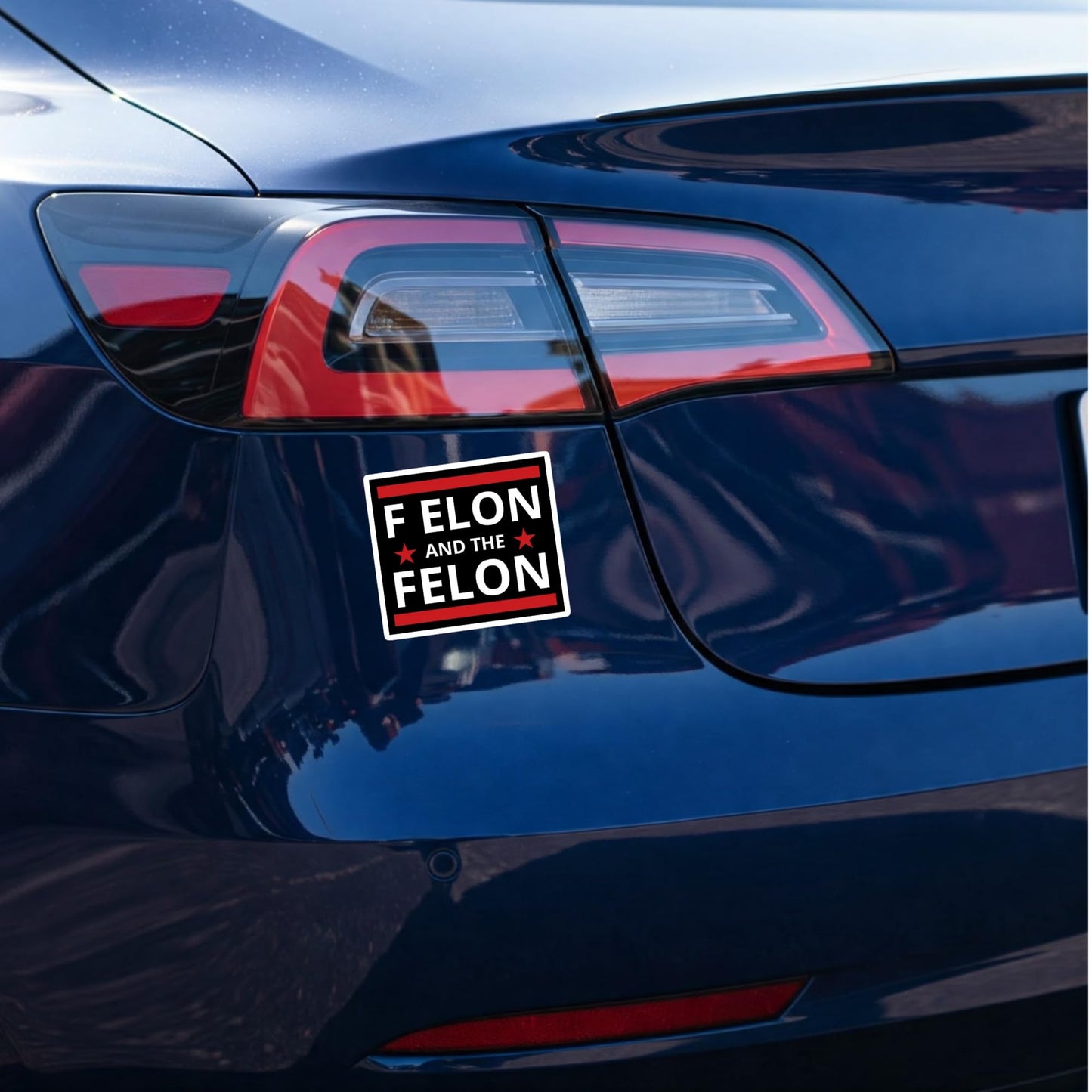 F Elon and The FELON Bumper or Window Sticker - 5” x 5” Glossy Vinyl Decal