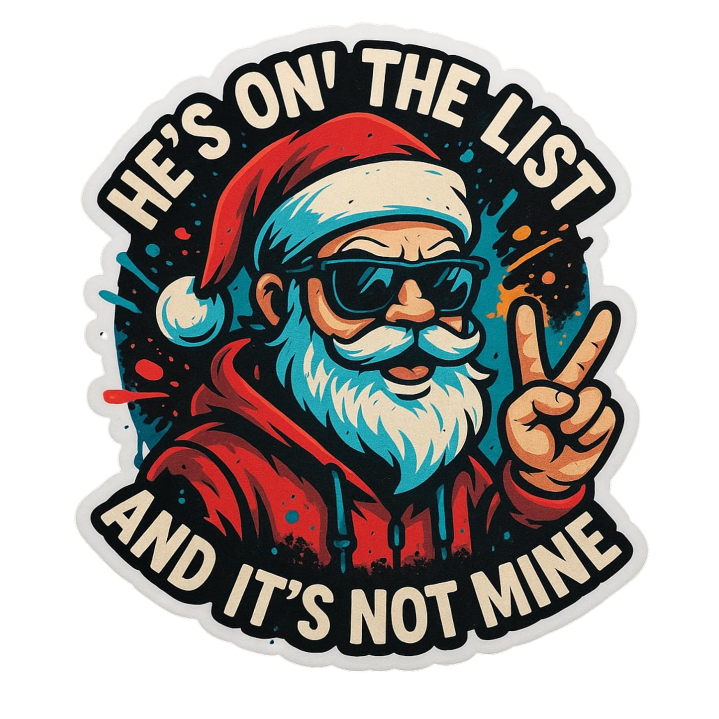 RockPaperStikrz Christmas Santa Vinyl Sticker, 5 Inch, Multicolor, Glossy Finish, Water Resistant, for Laptops and Bottles, Cartoon Style