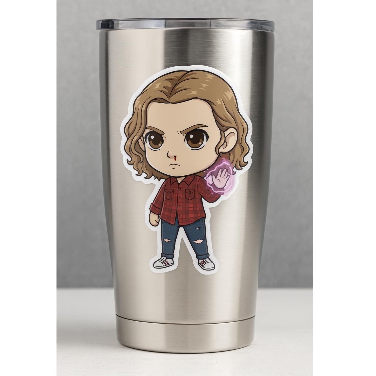 5 Inch Telekinetic Chibi Sticker, Glossy Vinyl Decal, Psychic Anime Style, Waterproof, UV Resistant