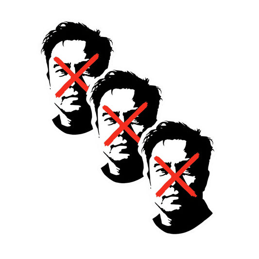 Anti-Elon Musk X-ed Out Sticker 3-Pack - 3 x 2.5 Inches