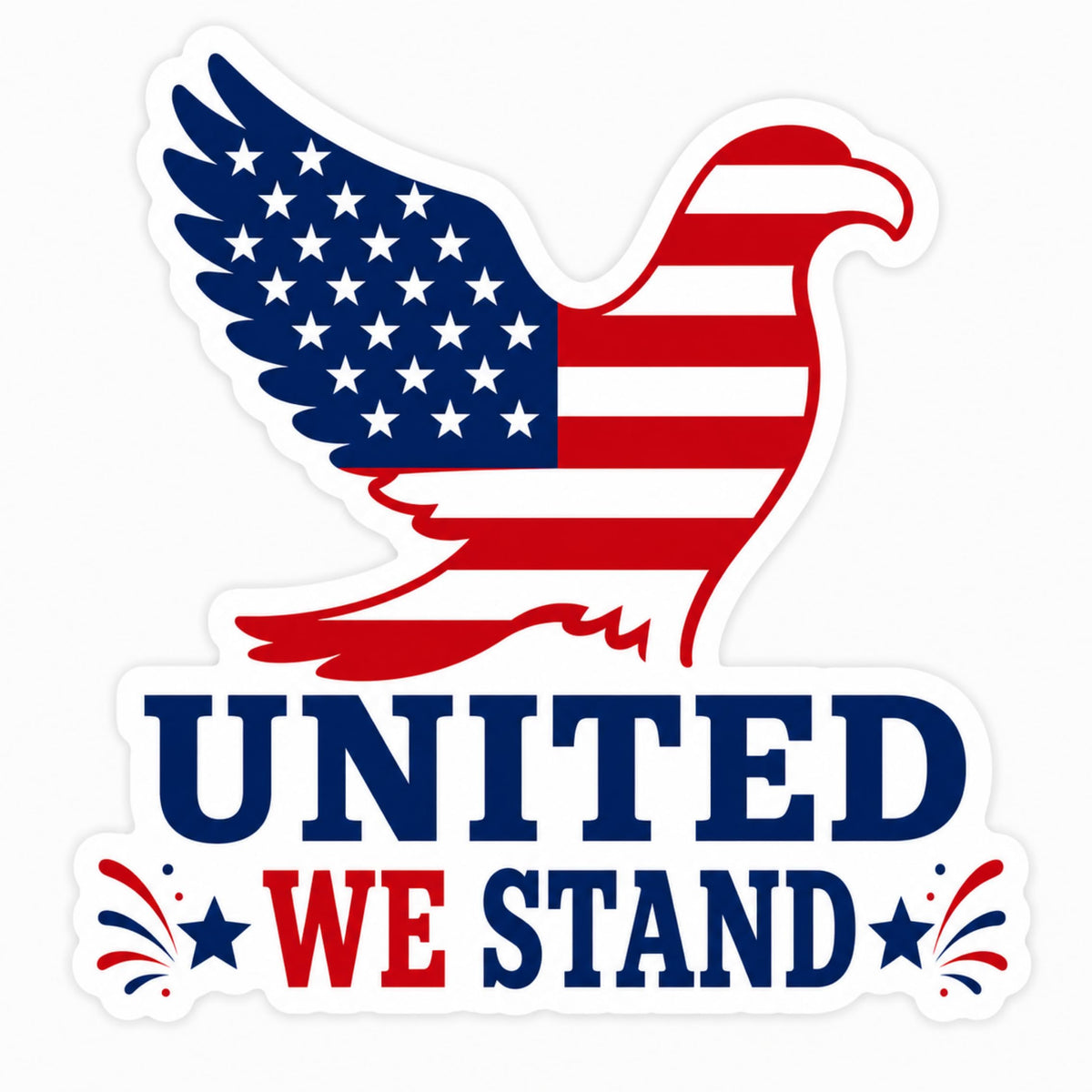 RockPaperStikrz United We Stand Patriotic Eagle Sticker, 5x5 Inch, Vinyl, Glossy, Waterproof USA Flag Decal for Car, Truck, Laptop, Hard Hat