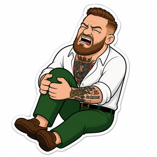 Conor McGregor Knee Injury Meme Vinyl Sticker 4 Pack, 3 inch