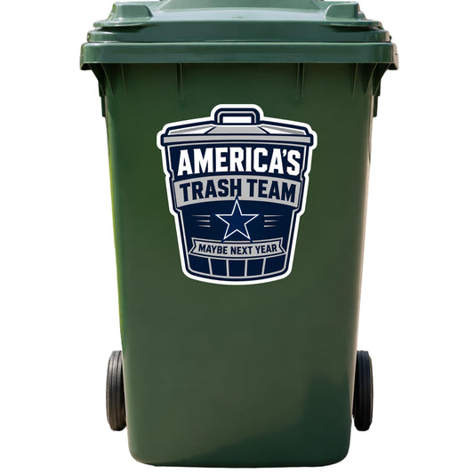 RockPaperStikrz America's Trash Team Sticker, 11x11 Inch Funny Football Fan Decal, Vinyl, Glossy Finish, for Trash Cans, Bins, Garages and Tailgate Decor