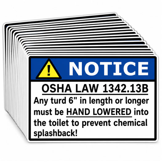 RockPaperStikrz OSHA Law 1342.13B Funny Bathroom Prank Stickers 20 Pack 3.5 x 2 Inch
