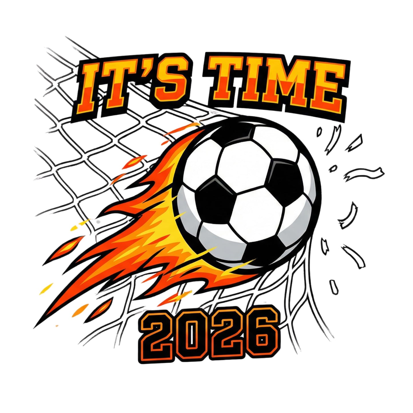 RockPaperStikrz It's Time 2026 Soccer Sticker Pack, Flaming Ball Goal Net Design, 3 Inch Vinyl Decals, Multicolor, Glossy Finish
