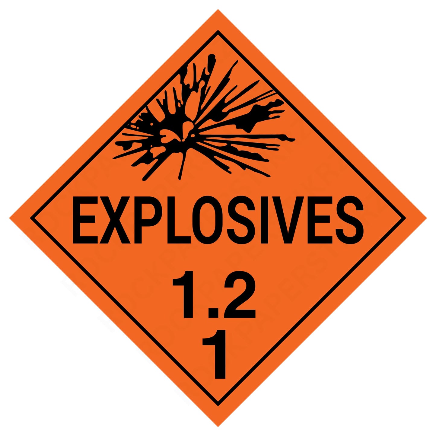 Explosives 1.2 Hazard Class 1 Placard – 10.75” Cast Vinyl Safety Label – DOT-Compliant Industrial Grade Truck & Warehouse Sign – UV Laminated & Waterproof (Single)