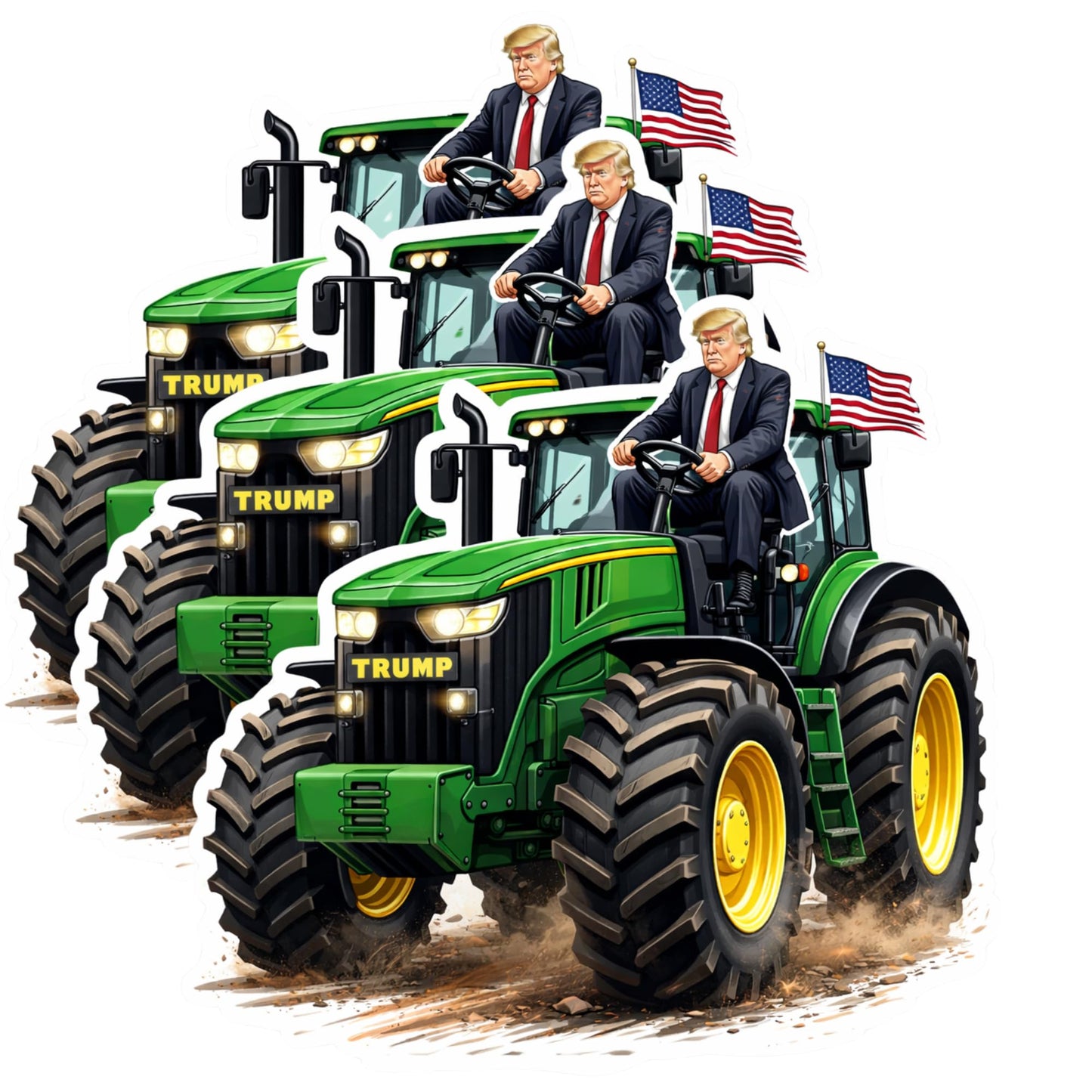 Trump On A Tractor Vinyl Stickers 3 Inch Waterproof Die Cut Decals 3 Pack American Flag Farm Truck Art