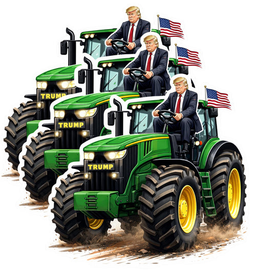Trump On A Tractor Vinyl Stickers 3 Inch Waterproof Die Cut Decals 3 Pack American Flag Farm Truck Art