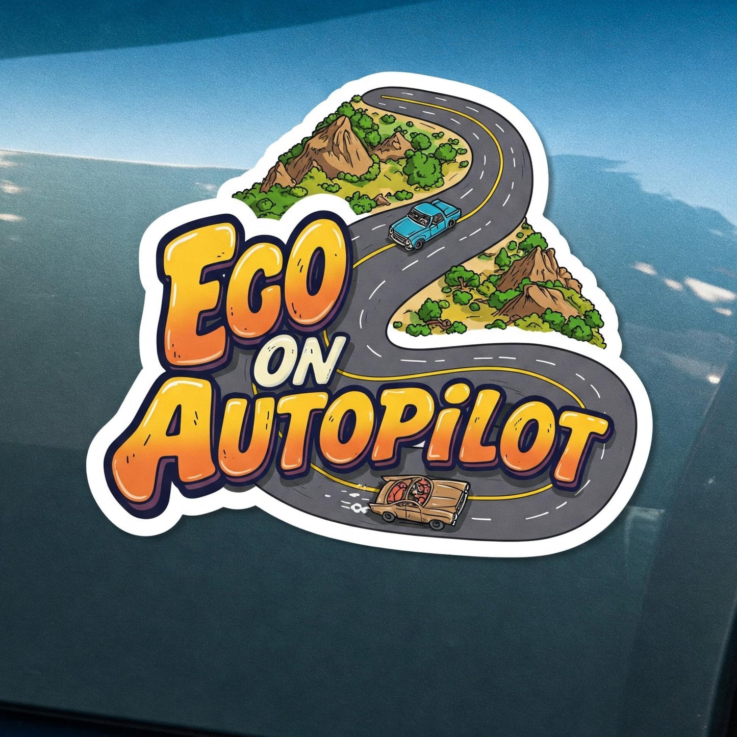Ego On Autopilot Sticker – Snarky Anti-Tesla Window Decal 5-Inch Tall Vinyl Sticker for Cars, Laptops, Tumblers & More!