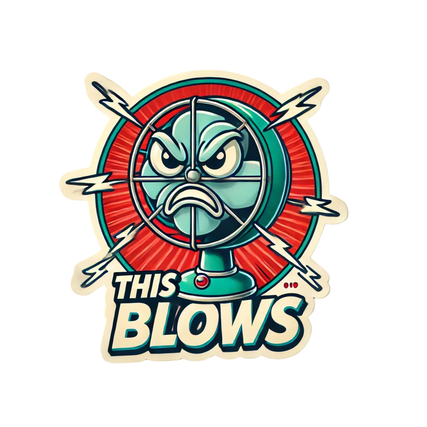 “This Blows” Funny Fan Sticker – Hilarious Retro Pun Vinyl Sticker for Laptops, Water Bottles, and More! (3 Inch)