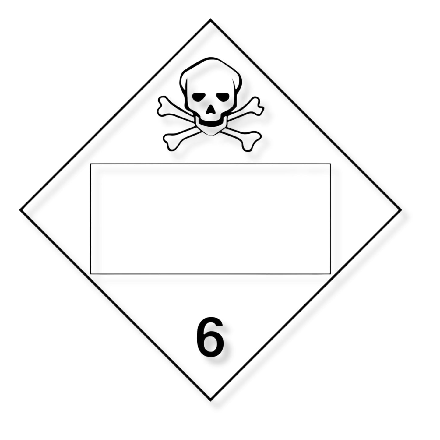 Toxic Class 6 Placard (Blank Panel) – 10.75” Hazard Warning Label – White Diamond Safety Sticker for Transport & Warehouse Use – Industrial Grade Cast Vinyl with UV laminate