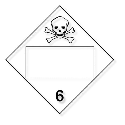 Toxic Class 6 Placard (Blank Panel) – 10.75” Hazard Warning Label – White Diamond Safety Sticker for Transport & Warehouse Use – Industrial Grade Cast Vinyl with UV laminate