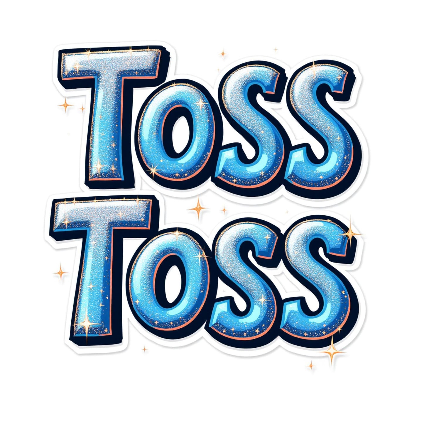 Wicked Musical 'Toss Toss' Glitter Text Vinyl Sticker, Blue Sparkle Design, 3 x 2.25 inches