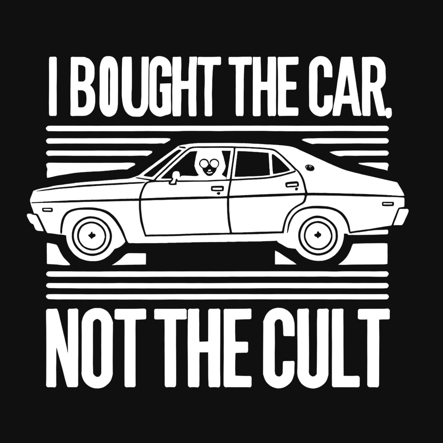 Car Window Decal, I Bought The Car Not The Cult, Anti-Elon Decal for Tesla Drivers, 5.5 Inches, Matte Black, Weatherproof