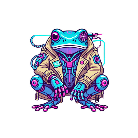 Neon Frog – Futuristic Robotic Frog Sticker by RockPaperStikrz