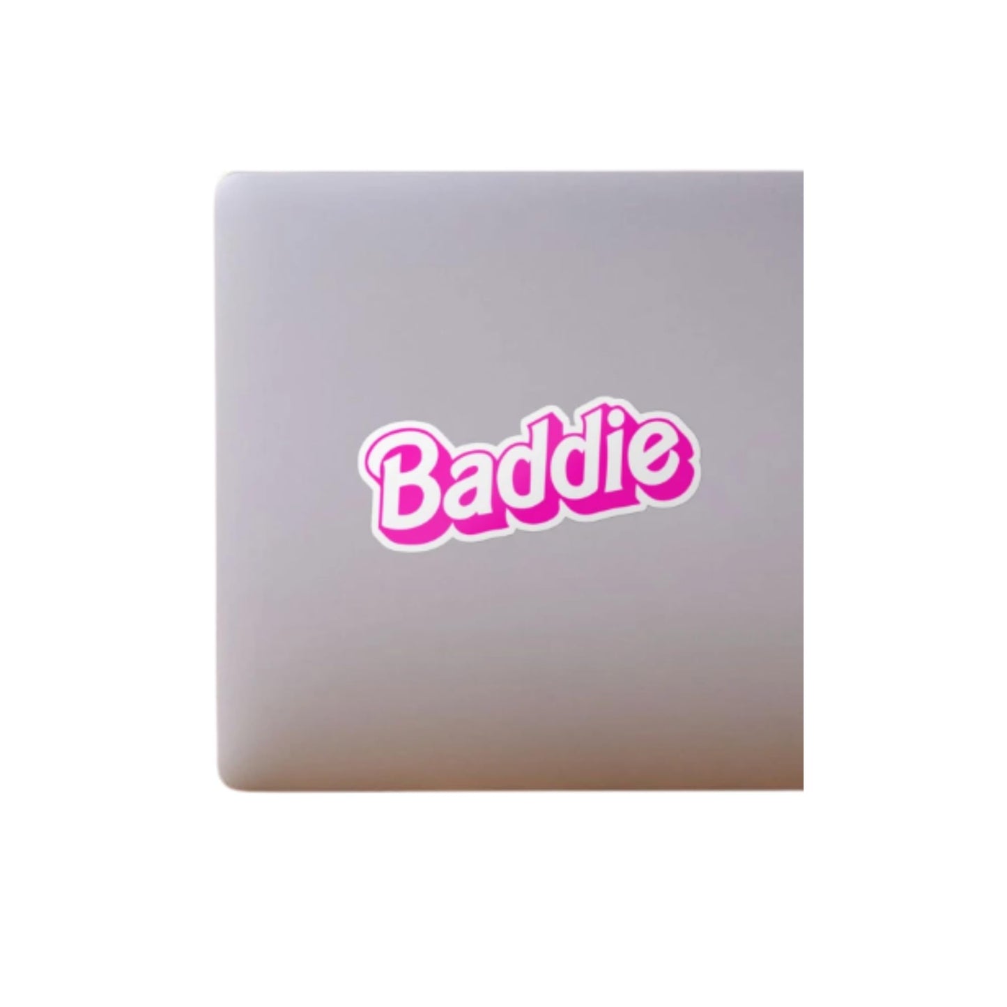 Aesthetic Baddie Vinyl Sticker, Pink and White, 5.5 x 2.4 inches, Glossy Finish