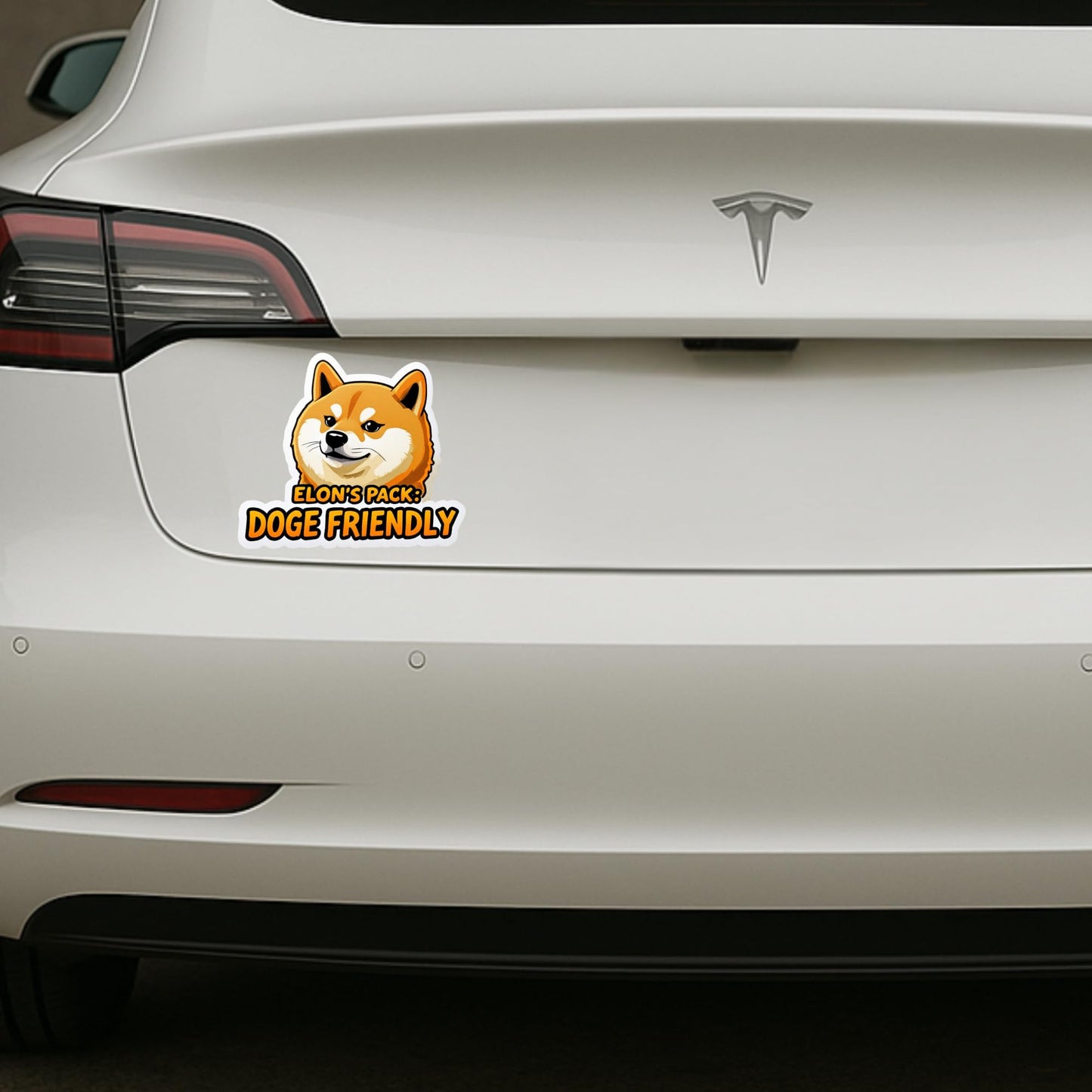 ELON'S Pack: Doge Friendly Bumper Sticker - 5.5x6.3 Inch Pro Dogecoin Vinyl Decal for Cars, Windows, Laptops, and More