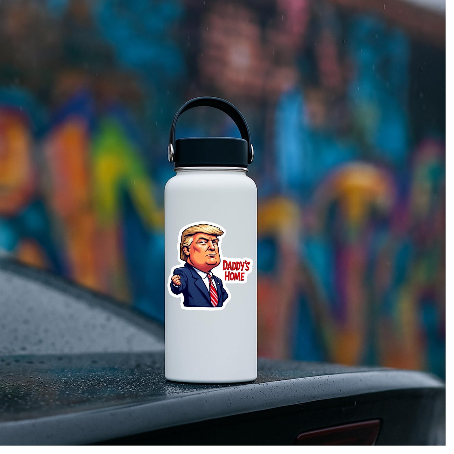 Daddy’s Home Donald Trump Vinyl Bumper Sticker – Custom Size Trump Cartoon Vinyl Sticker for Windows, Laptops, Tumblers, Notebooks, or Toolboxes
