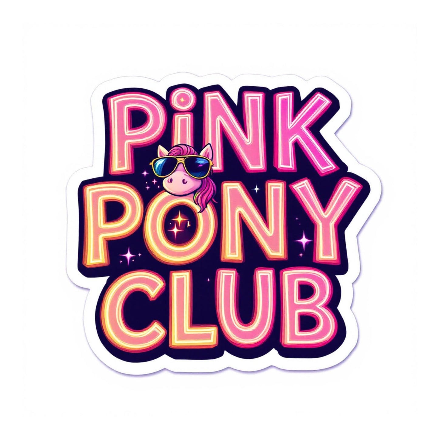 Pink Pony Club Cool Pony Sticker – Retro Club Style with Shades
