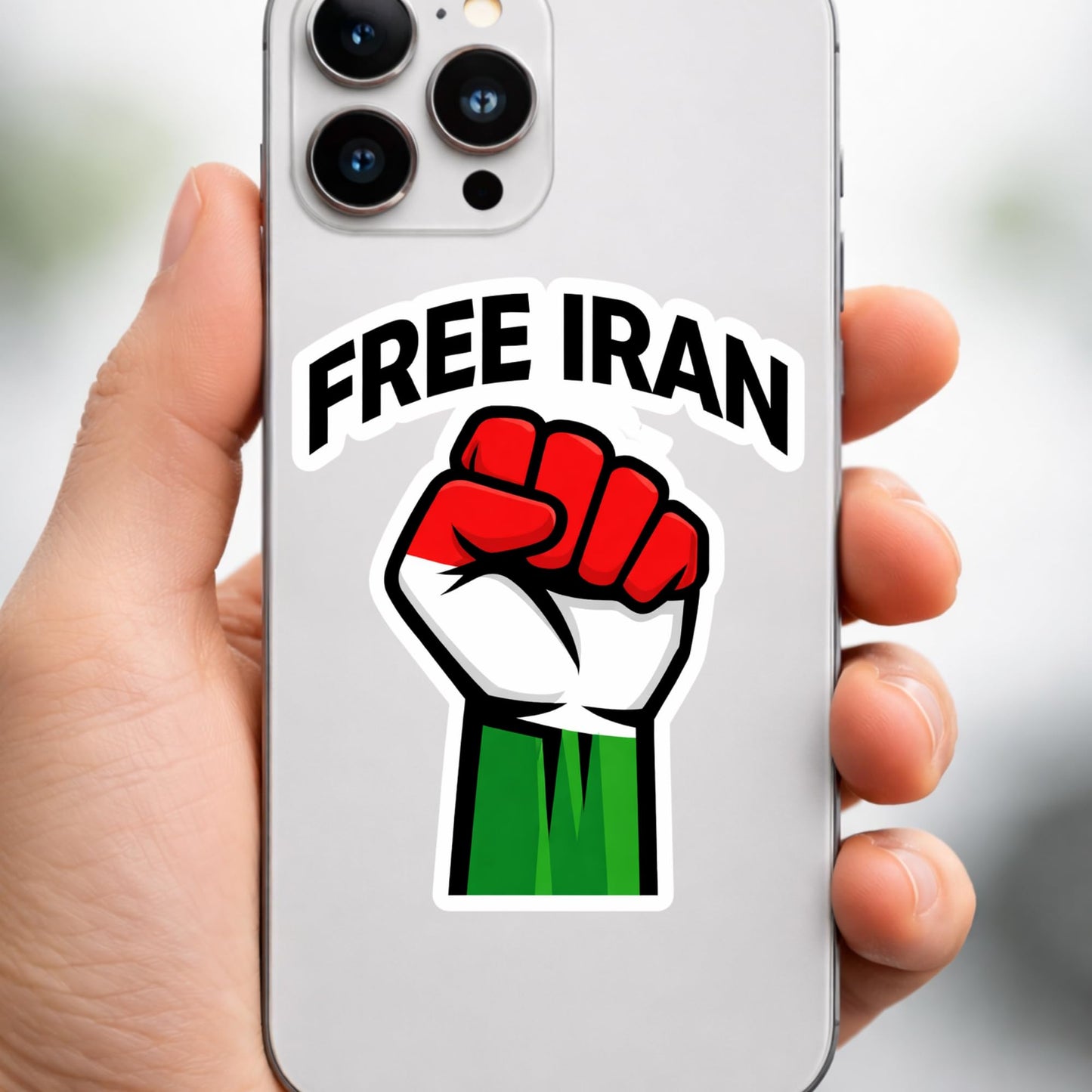 Free Iran Sticker 3 Pack, 3 Inch Waterproof Vinyl Decal, Political Protest Design with Raised Fist, Laptop Water Bottle Bumper Stickers