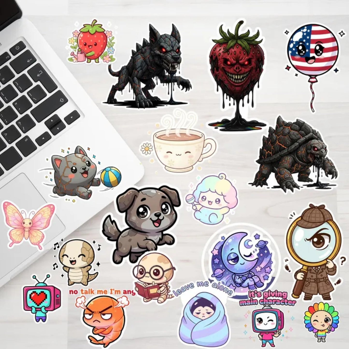 Cute Kawaii Sticker Pack, 120 Piece Adorable Cartoon Vinyl Stickers, UV Resistant Premium Decals for Laptop, Water Bottle, Journal, Phone