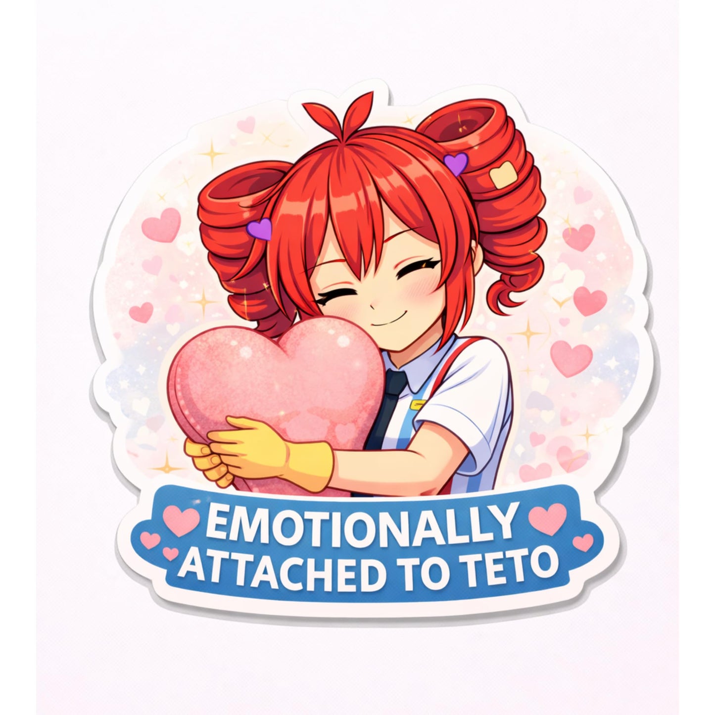 Kasane Teto Valentine Stickers 3 Inch 8 Pack Die Cut Vinyl Anime Meme Sticker Set Cute Chaotic Valentine Decals for Laptop Water Bottle