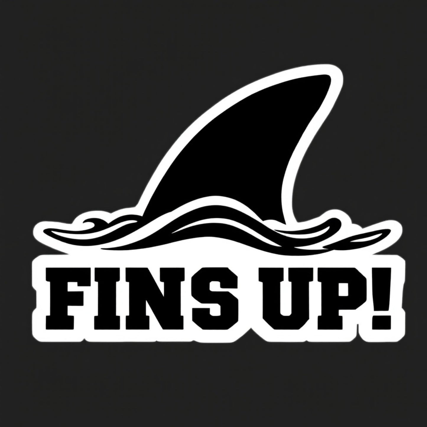 Fins Up! Bumper Sticker - 5 x 5.75 Inches - Shark Fin Pride!