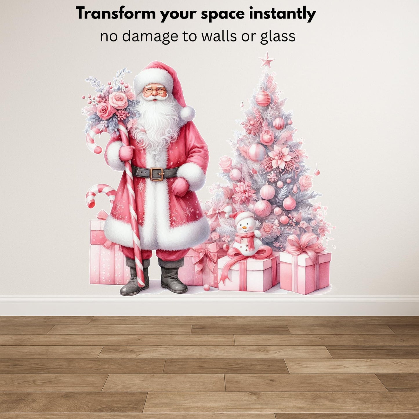 Make It A Pink Christmas – Custom Wall or Window Vinyl Decal, Removable, No Residue, Personalized Holiday Sticker for Home Decor & Gifts