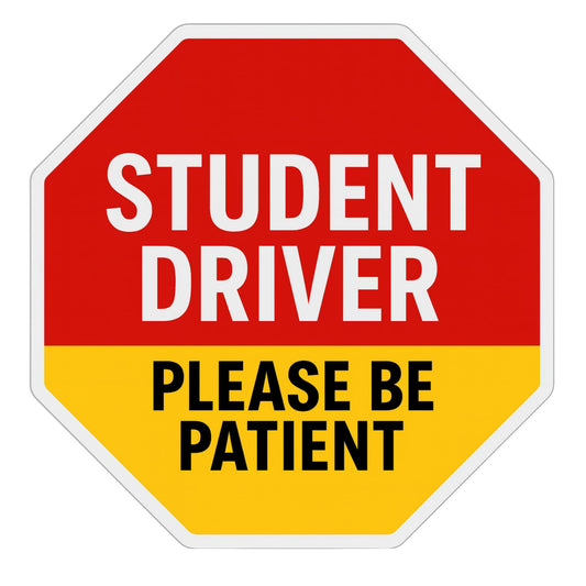 Student Driver Bumper Magnet Stop Sign – Commercial-Grade Car Magnets | 7-Year UV Fade-Proof, Weather-Resistant Vinyl | High-Visibility Safety Decal for Vehicles | Custom Sizes | Strong Magnetic Grip