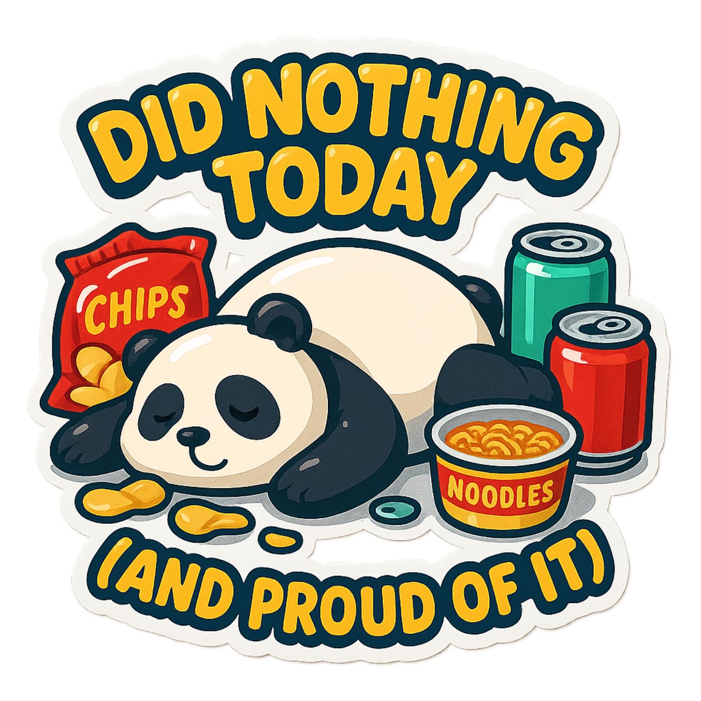Did Nothing Today (and Proud of It) Panda – Lazy Day Sticker, Cute 5 inch Vinyl Laptop Decal