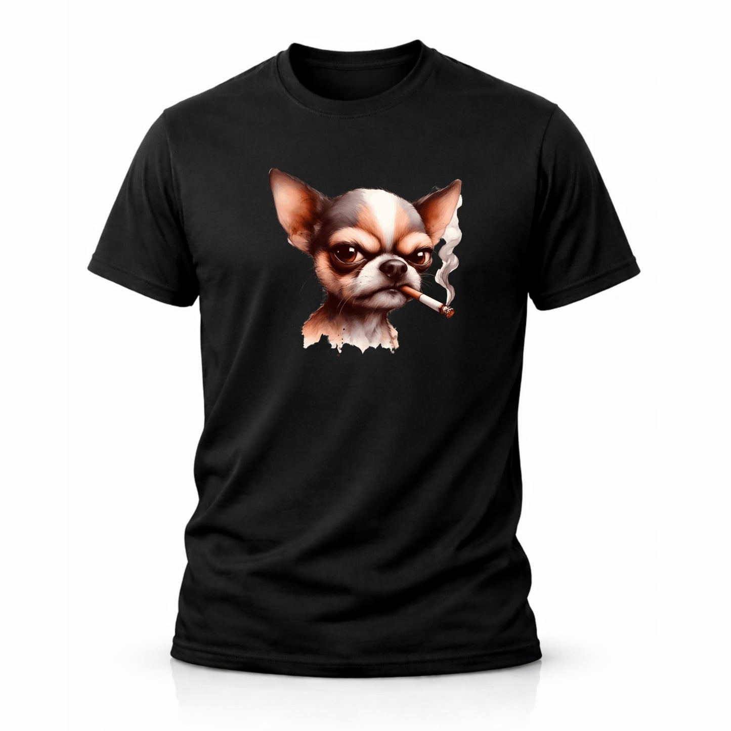 Smoking Chihuahua T Shirt Funny Angry Dog Shirt Cool Smoking Chihuahua Graphic Tee Mens Womens Chihuahua Lover Shirt Black