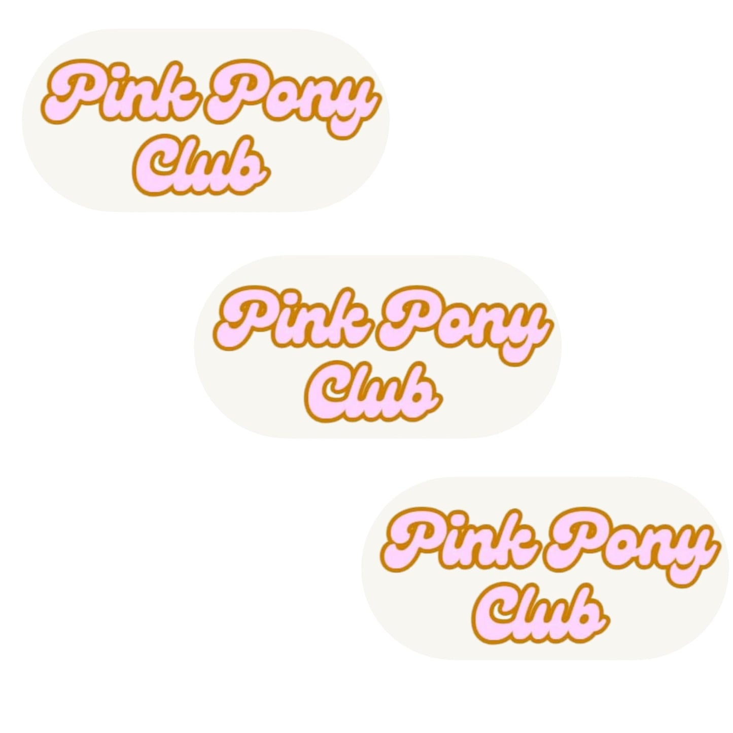 Pink Pony Club Vinyl Sticker, Decorative Pink and Gold Lettering, 3-Pack