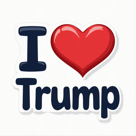 I Love Trump Vinyl Sticker, 3 x 3.75 inches, Navy Blue and Red