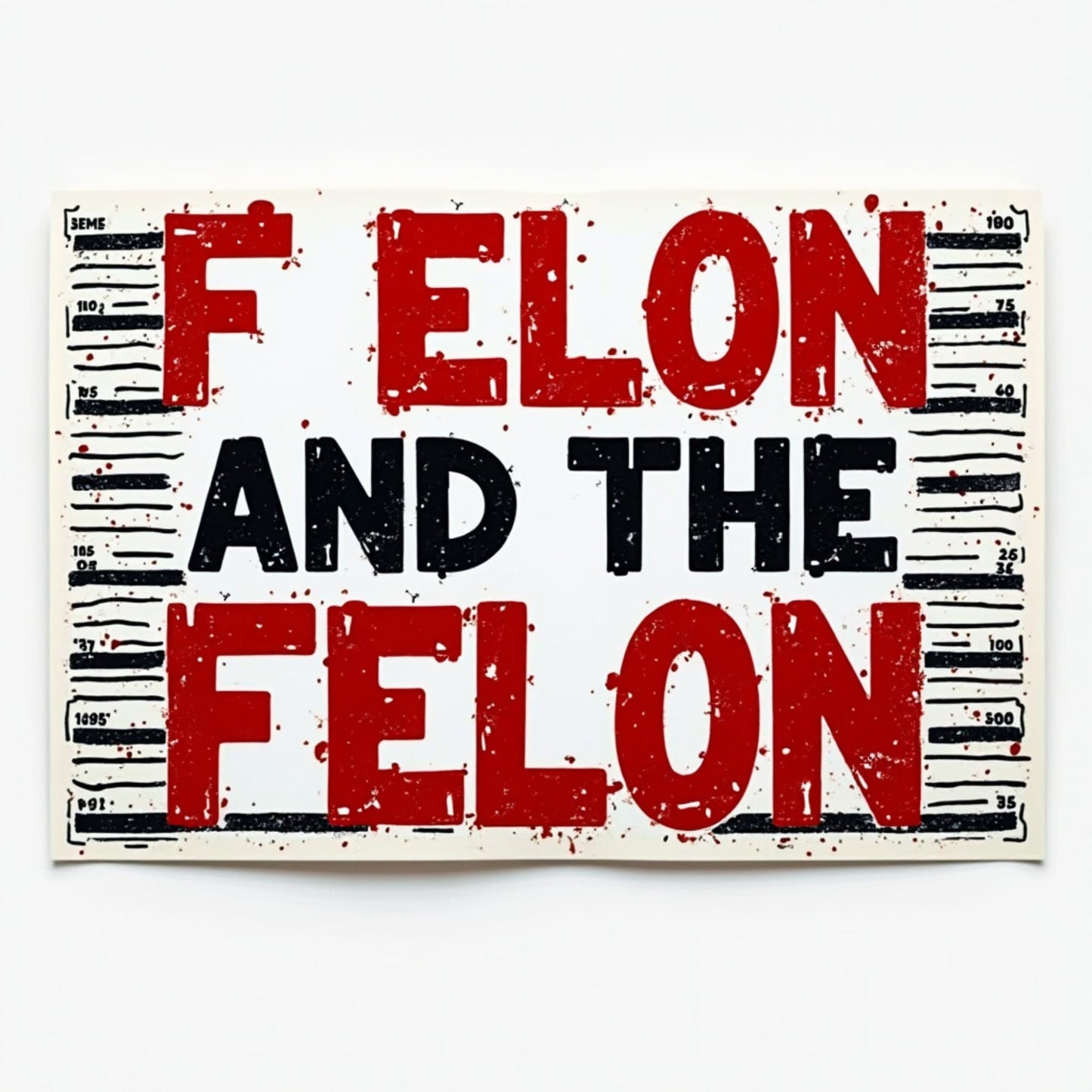 F Elon and The Felon Vinyl Protest Sticker, Political Statement Design, Red and Black Distressed Lettering