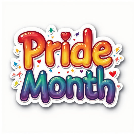 Rainbow Pride Month Decorative Vinyl Sticker, 3D Letters Design with Hearts and Stars