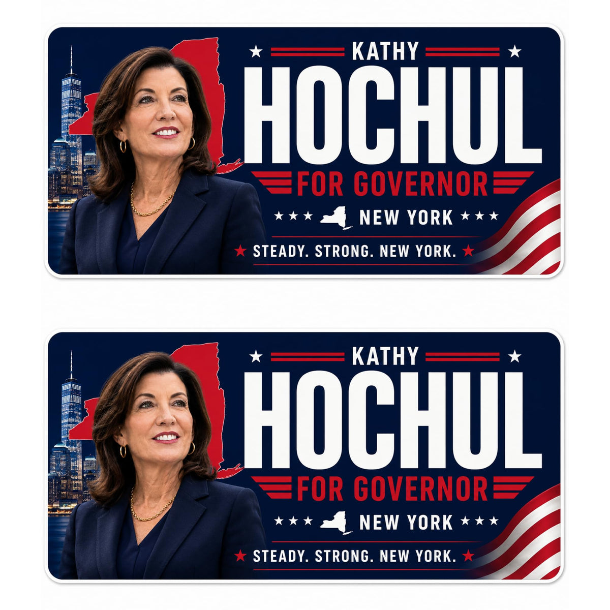RockPaperStikrz Kathy Hochul for Governor Bumper Sticker 2 Pack, Waterproof Vinyl, 8x3 Inch, for Car, Truck, Window, Laptop