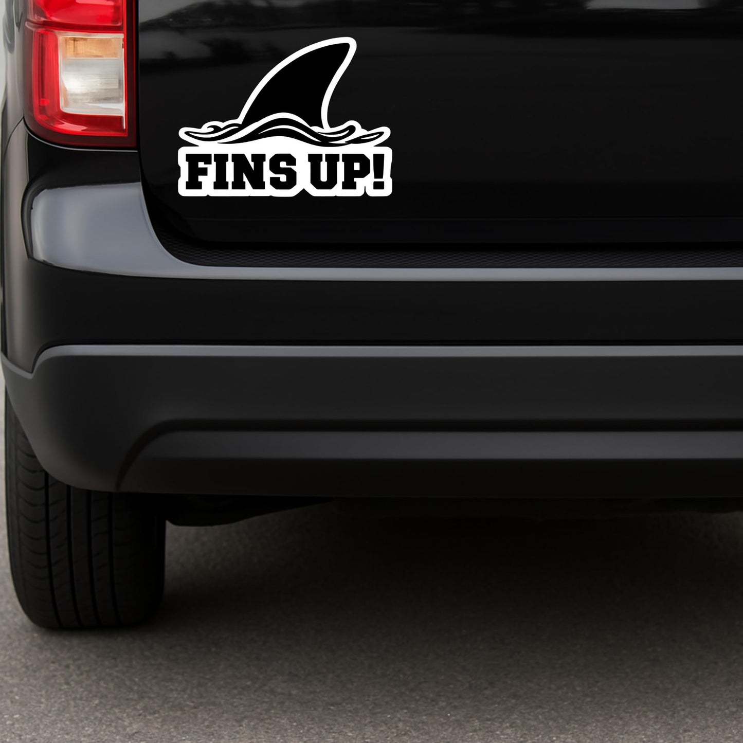 Fins Up! Bumper Sticker - 5 x 5.75 Inches - Shark Fin Pride!